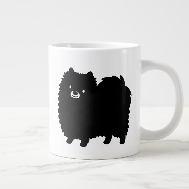 Caneca De Café Grande Cachorro Pomerano Negro-Cachorro (Direita)