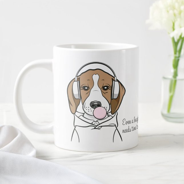 Caneca De Café Grande Cachorro Refrigerado com Bubblegum Cute Engraçado  (Criador carregado)