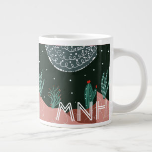 Caneca De Café Grande Cacto Moderno Ilustrado Desenhos Botânicos