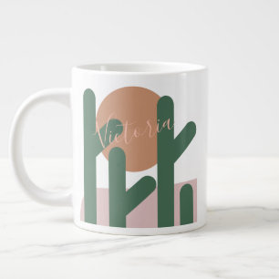 Caneca De Café Grande Cactus Desert Sunset Name Coffee Mug