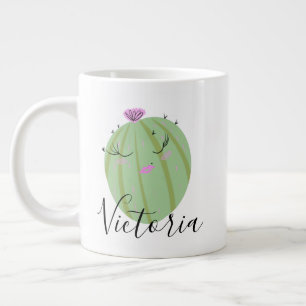 Caneca De Café Grande Cactus Girly Doodle Name Giant Coffee Mug