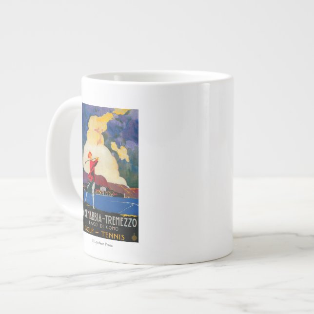 Caneca De Café Grande CadativbiaTremezzo Vintage Poster Europa (Frente Esquerda)