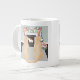 Caneca De Café Grande Cães Amarelos Labradores Na Cena De Lareira De Nat