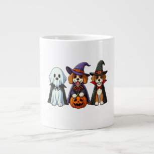 Caneca De Café Grande Cães bonitos como fantasma, bruxa e vampiro