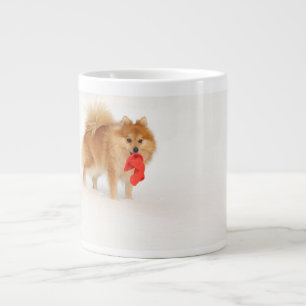 Caneca De Café Grande Cães pequenos com chapéu de Papai noel e neve br