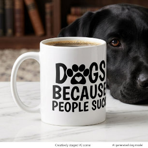 Caneca De Café Grande Cães Porque as Pessoas São Ruins