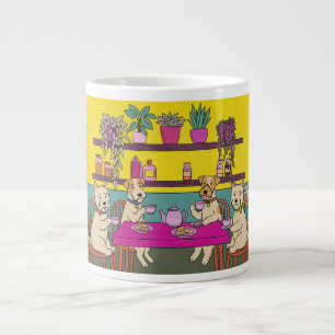 Caneca De Café Grande Cães tomando chá da tarde