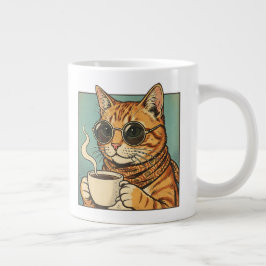 Caneca De Café Grande Café Cool Cat Design Retro para Amantes de Gatos
