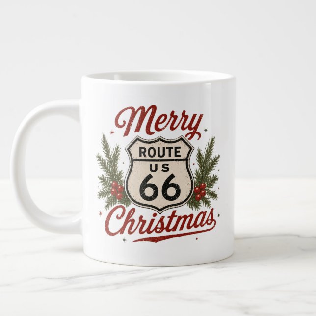 Caneca De Café Grande Café da Manhã de Natal da Rota 66 (Esquerda)