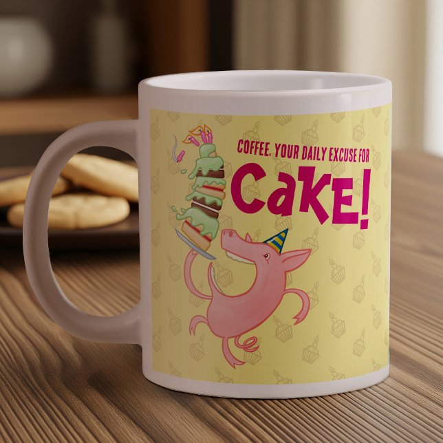 Caneca De Café Grande Café De Porco Engraçado Com Licença Diária Para Ca (Criador carregado)