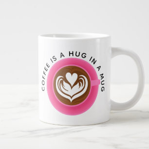 Caneca De Café Grande Café é abraço numa caneca, rosa