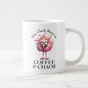 Caneca De Café Grande Café e Caos Frase Engraçada