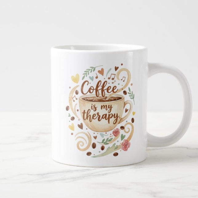 Caneca De Café Grande Café É Minha Terapia 20oz  (Direita)