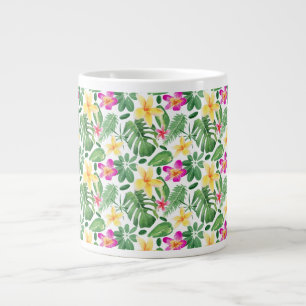 Caneca De Café Grande Café Floral de Papoulas Botânicas em Aquarela Eleg