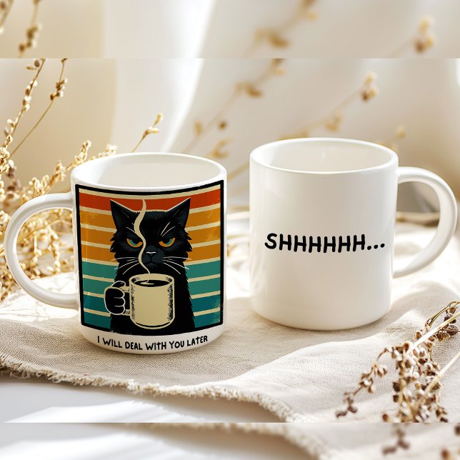 Caneca De Café Grande Café Gato Humor Matinal (Criador carregado)