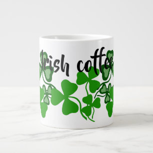 Caneca De Café Grande Café irlandês, irlandês shamrock, branco, trevo