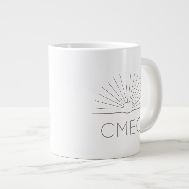Caneca De Café Grande Café Jumbo CMEC Mug - 20 oz, branco com cinza (Frente Esquerda)