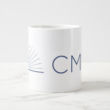 Café jumbo CMEC Mug - 20 oz, branco com marinho