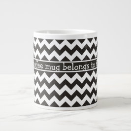 Caneca De Café Grande Café Jumbo Personalizado Mug, Chevrons Pretos e Br