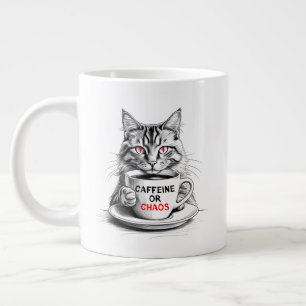 Caneca De Café Grande Café ou Caos Gato Amante de Café 