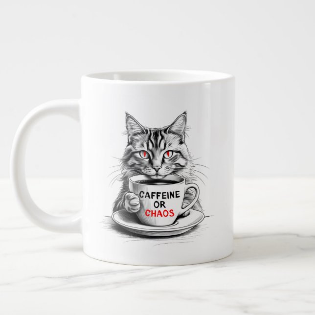 Caneca De Café Grande Café ou Caos Gato Amante de Café  (Esquerda)