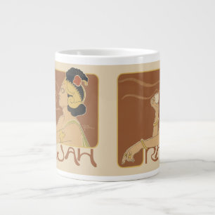 Caneca De Café Grande Café Rajah Art Nouveau Vintage, Senhora com Café