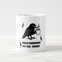 Caneca De Café Grande Café Raven - Olá Escuridão Meu Velho Amigo