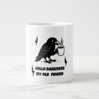 Caneca De Café Grande Café Raven - Olá Escuridão Meu Velho Amigo