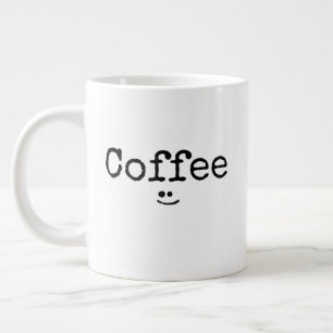 Caneca De Café Grande Café Taza De Porcelana Tipografía Negra