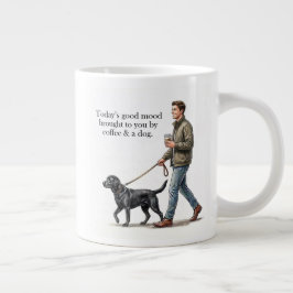 Caneca De Café Grande Café & um Black Lab Começam o Dia Direito