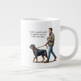 Caneca De Café Grande Café & um Rottweiler Começam o Dia Direito