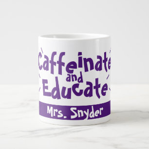 Caneca De Café Grande Cafeinato e Educar Engraçado Dizendo Nome de Profe