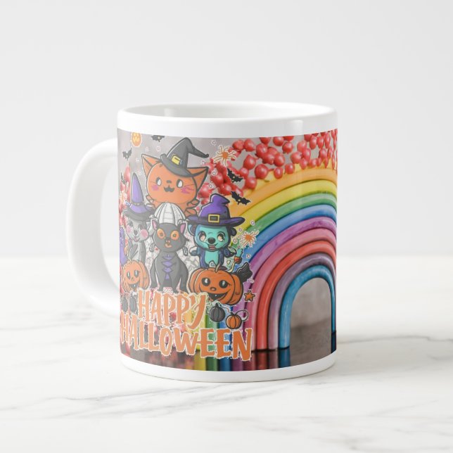 Caneca De Café Grande Cafezinhos de Halloween (Frente Esquerda)