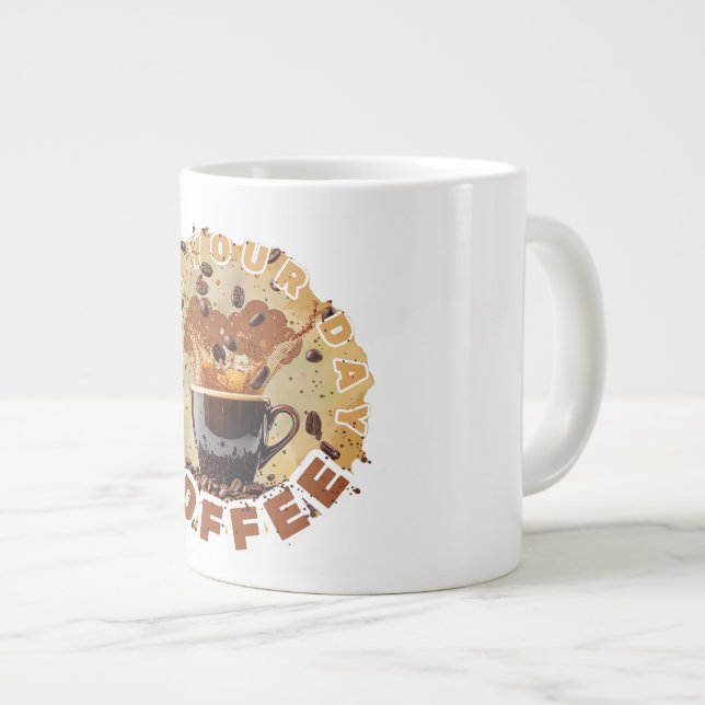 Caneca De Café Grande Caffeine First – Funny Coffee Mug for Coffee Lover (Frente Esquerda)