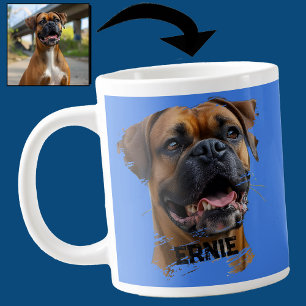 Caneca De Café Grande Caixa de Cachorro Boxer Pai Amoroso Foto Azul Dive