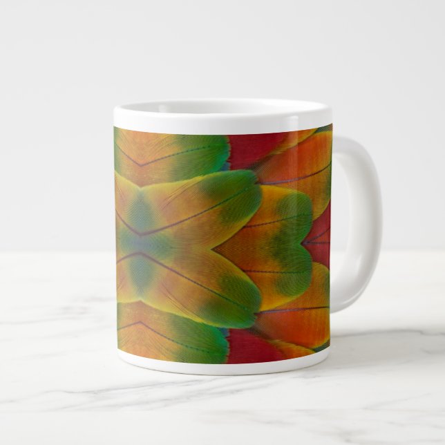 Caneca De Café Grande caleidoscópio de penas de arara (Frente Esquerda)