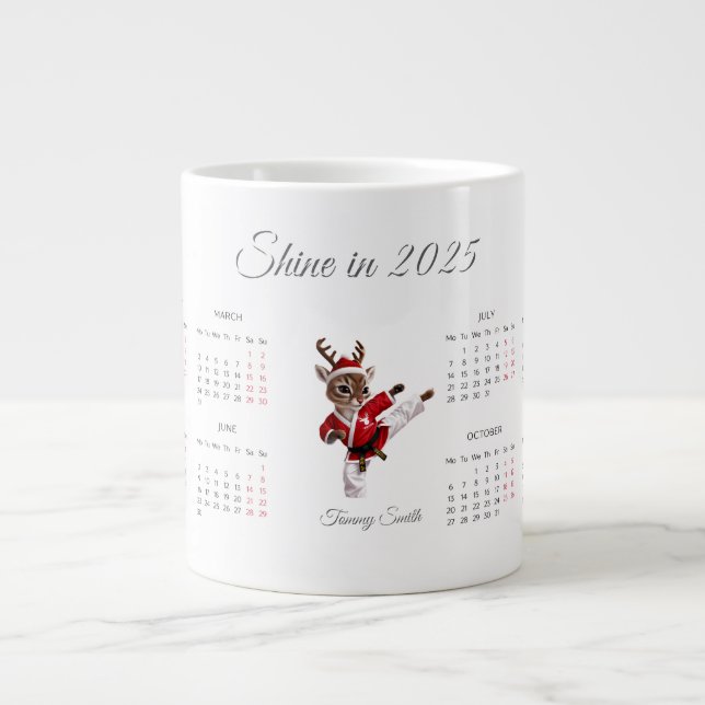 Caneca De Café Grande Calendário Personalizado 2025 (Frente)