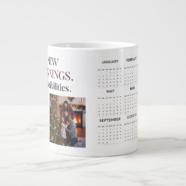Caneca De Café Grande Calendário Personalizado de Foto Moderno Minimalis