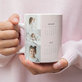 Caneca De Café Grande Calendário Pink de Pastel Personalizado 2025 com T