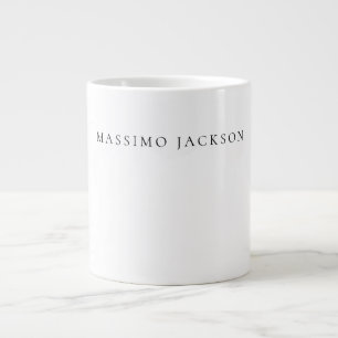 Caneca De Café Grande Caligrafia de Nome Próprio Chic Simples Preto Bran