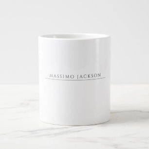 Caneca De Café Grande Caligrafia de Nome Próprio Chic Simples Preto Bran