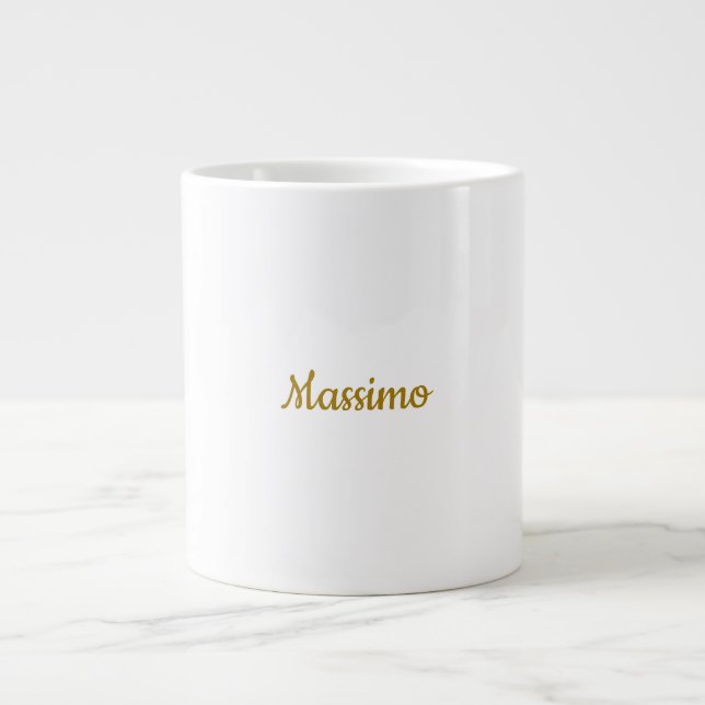 Caneca De Café Grande Caligrafia Profissional Elegante Cor Dourada (Frente)