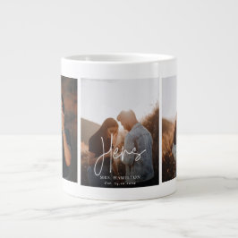 Caneca De Café Grande Caligrafia Whimsical Sua Foto De Casamento Dotou M