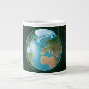 Caneca De Café Grande Calotas de Gelo do Planeta Terra Derretendo.