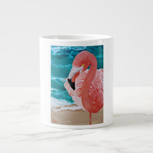 Caneca De Café Grande Cama de café flamingo, cor-de-rosa-rosa-praia, tro