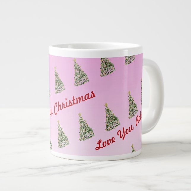 Caneca De Café Grande Cama de Especialidades de Árvore de Natal pintada  (Frente Esquerda)