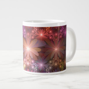 Caneca De Café Grande Cama De Flores Arte Fractal Abstrato brilhante Col