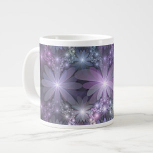Caneca De Café Grande Cama de Flores Arte Fractal Abstrato Moderno e Bri