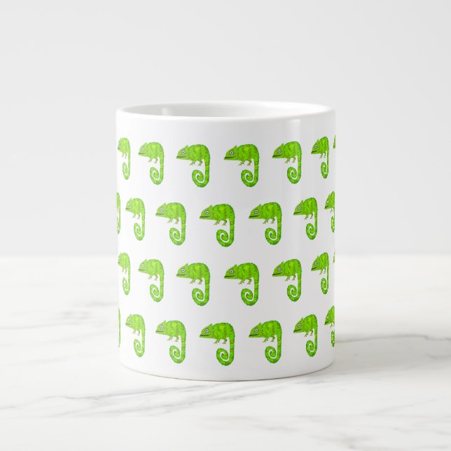 Caneca De Café Grande Camaleão bonito verde (Frente)