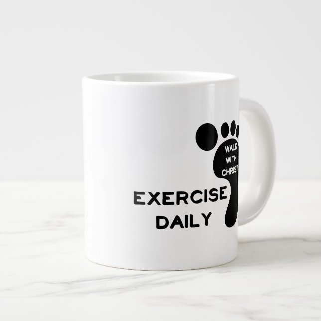 Caneca De Café Grande Caminhe com o Cristo (Frente Esquerda)
